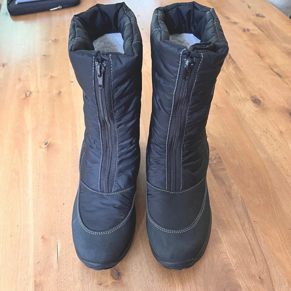 Naot Women Black Waterproof Snow Boots Quilted Faux Fur Ice Grips US 10 EUR 41